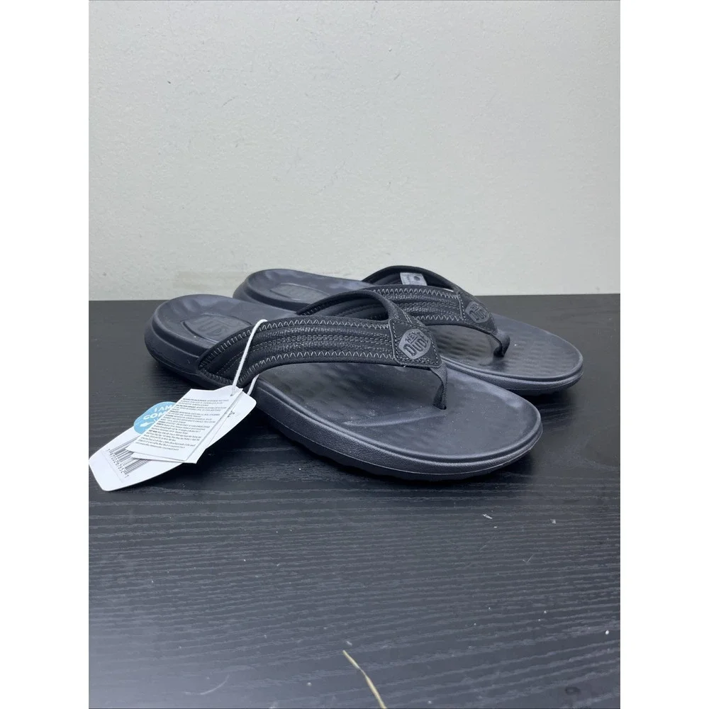 Hey Dude Myers Flip Classic Men's 9 Black Flip Flop Thong Sandals NWT